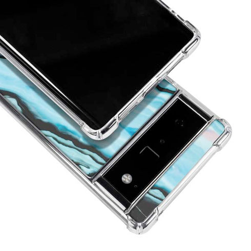 Aqua Blue Marble Ink Google Pixel 6 Clear Case